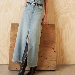Levi's Premium Denim Column Maxi Skirt with Front Slit 100% Cotton Size 27